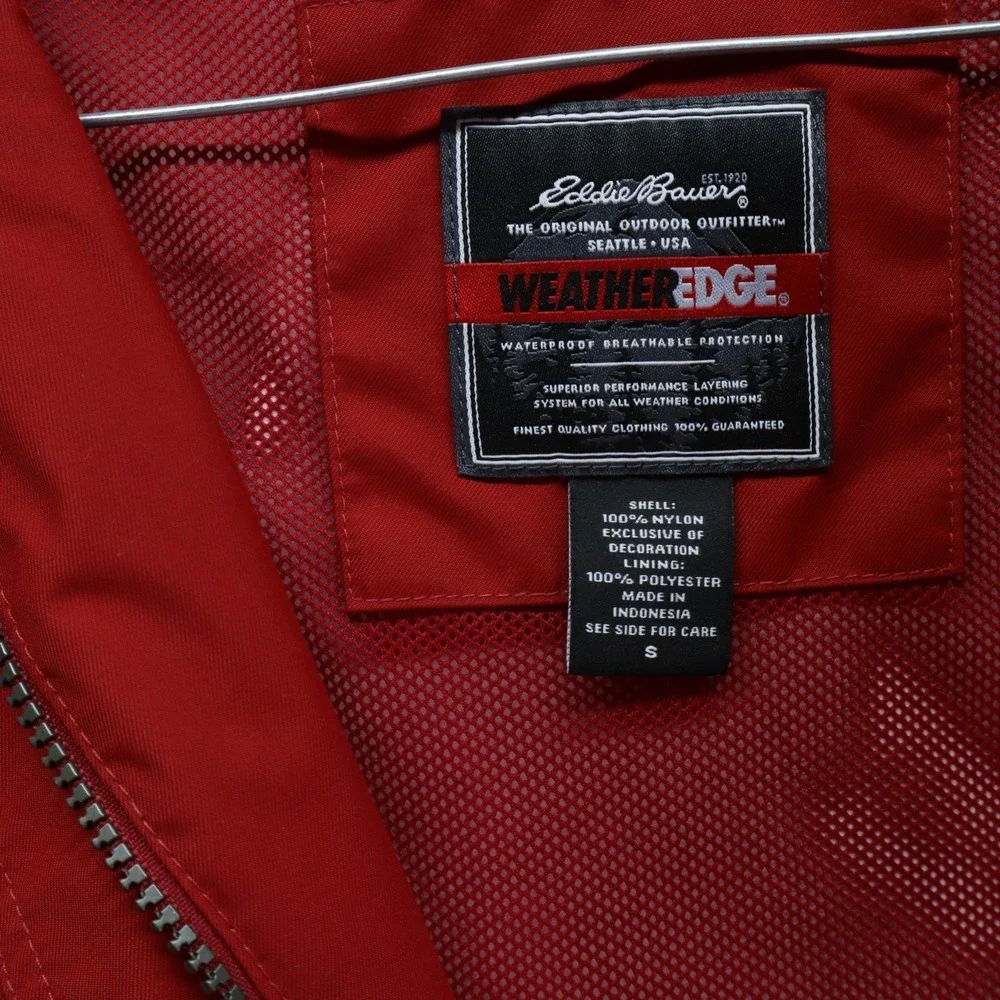 Eddie Bauer‎ Rain Jacket Womens Small WeatherEdge Coat Parka Hooded Full Zip Red